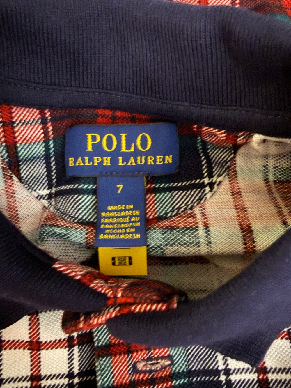 Polo Ralph Lauren Boys' Blue & Red Plaid Mesh Cotton Knit Shirt Size 7 - Picture 6 of 9